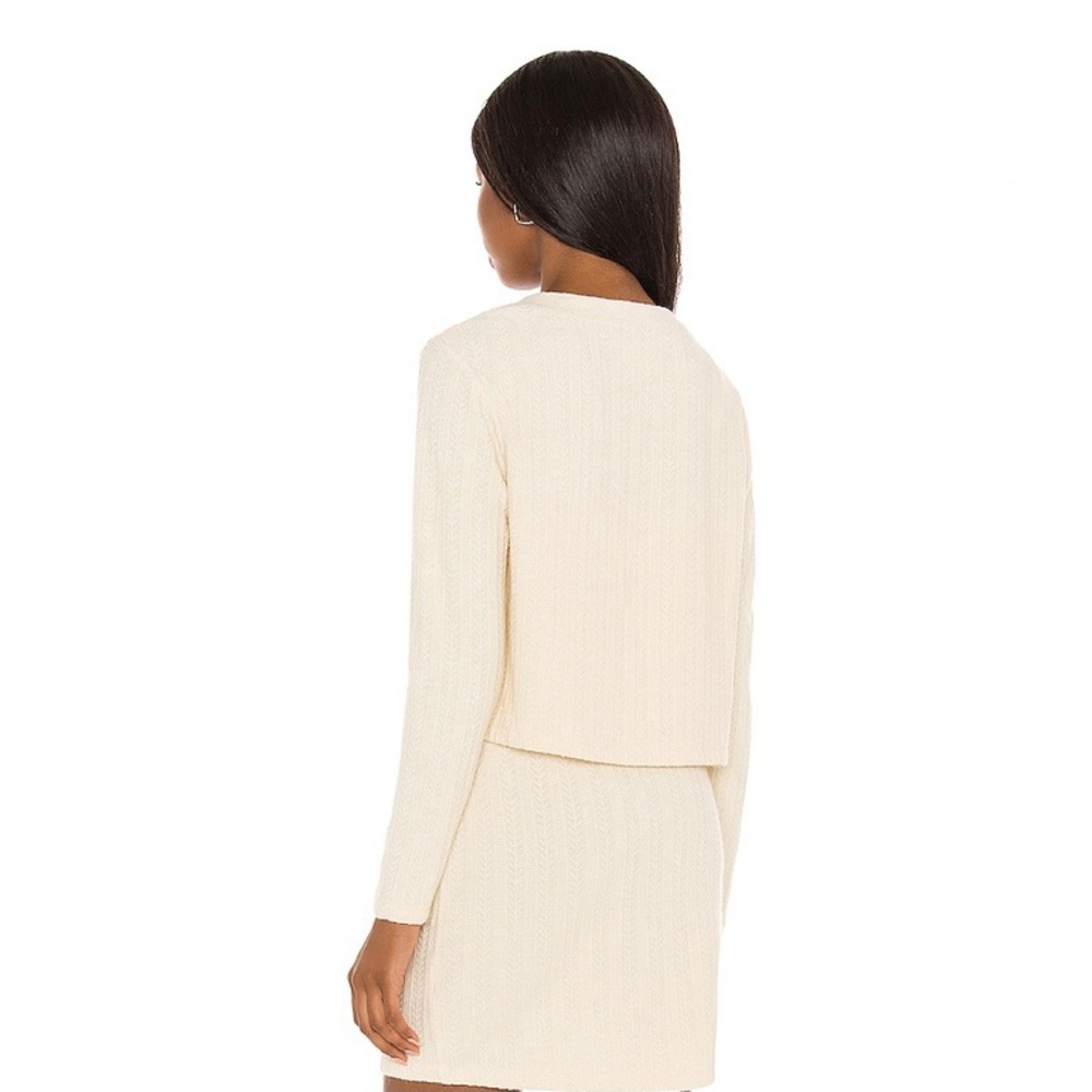 Saylor Revolve Beige Pointelle Knit Cardigan - image 6